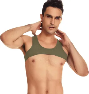 Mens Sleeveless Tight Fitting High Elastic Nylon Rib Sexy Vest Casual Lingerie