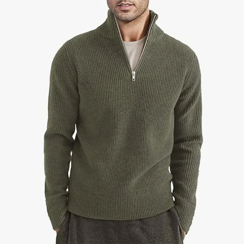 Men's Thickened Warm Zip Collar Sweater