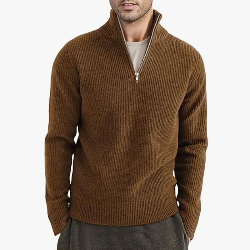 Men's Thickened Warm Zip Collar Sweater