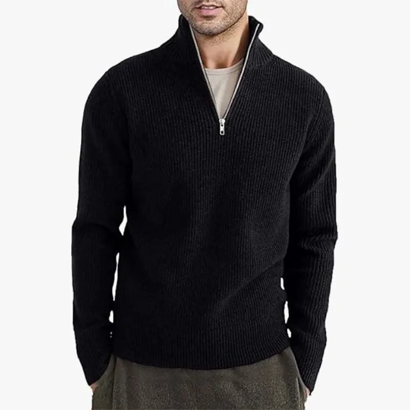 Men's Thickened Warm Zip Collar Sweater