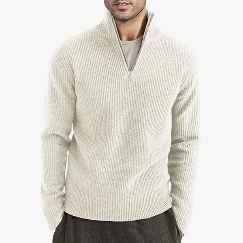 Men's Thickened Warm Zip Collar Sweater