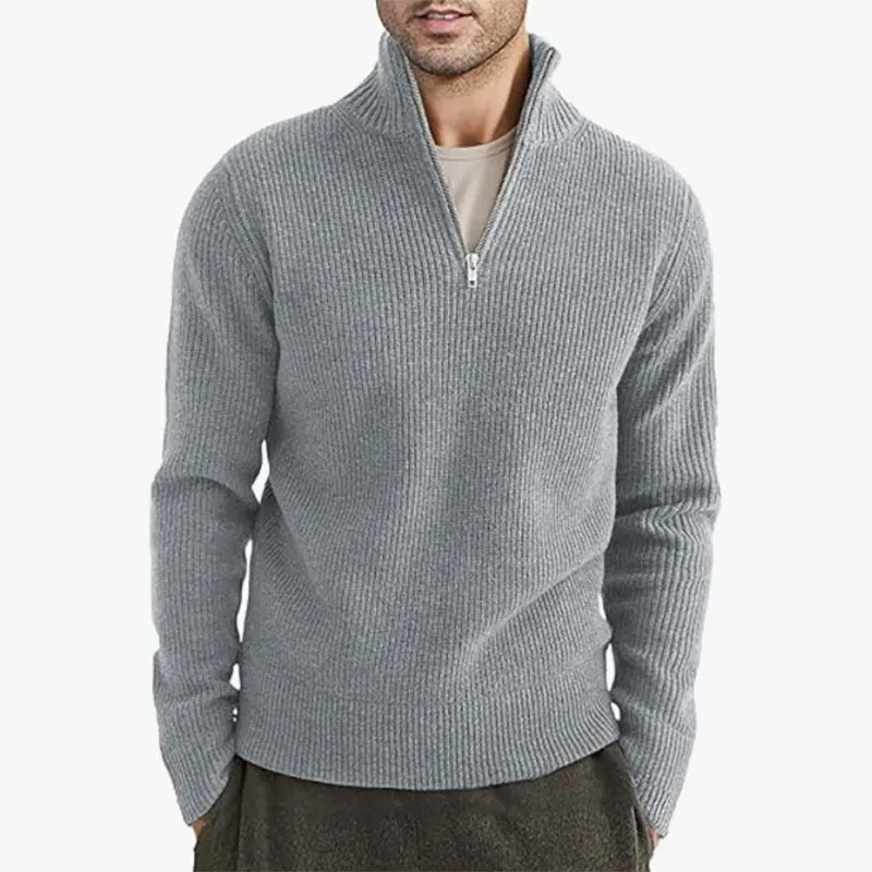 Men's Thickened Warm Zip Collar Sweater