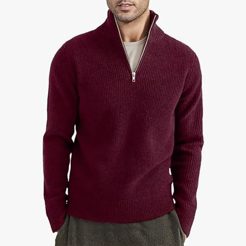 Men's Thickened Warm Zip Collar Sweater