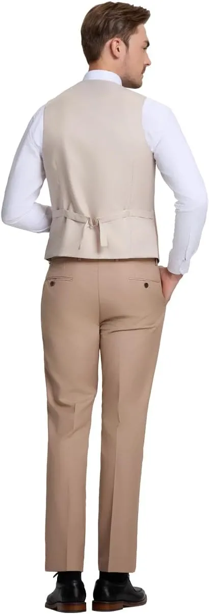 Mens Vest Pants Suits Set 2 Pieces Slim Fit Groomsmen Suit for Men Formal