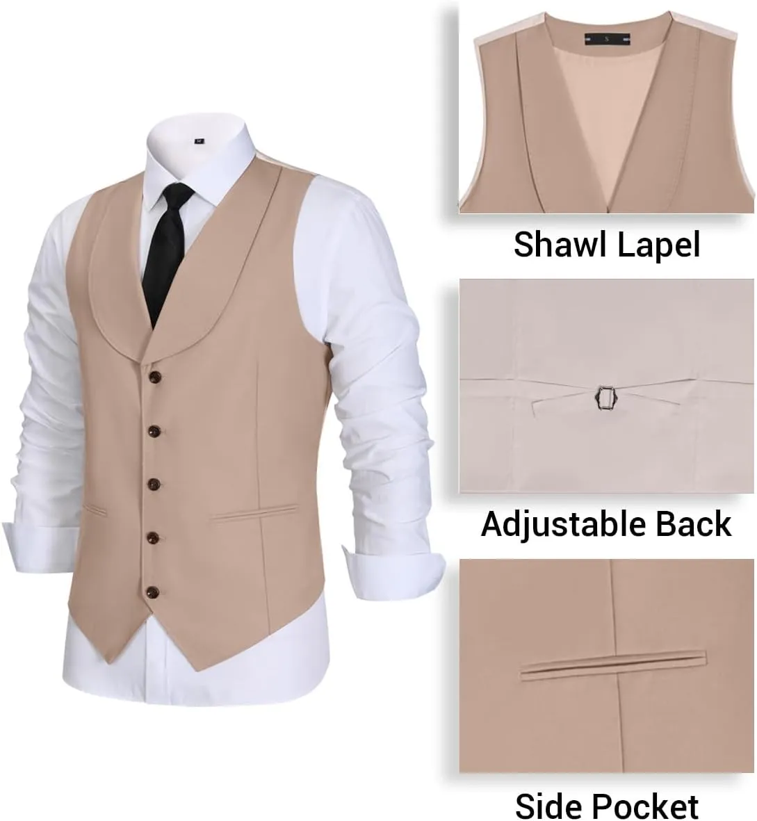 Mens Vest Pants Suits Set 2 Pieces Slim Fit Groomsmen Suit for Men Formal