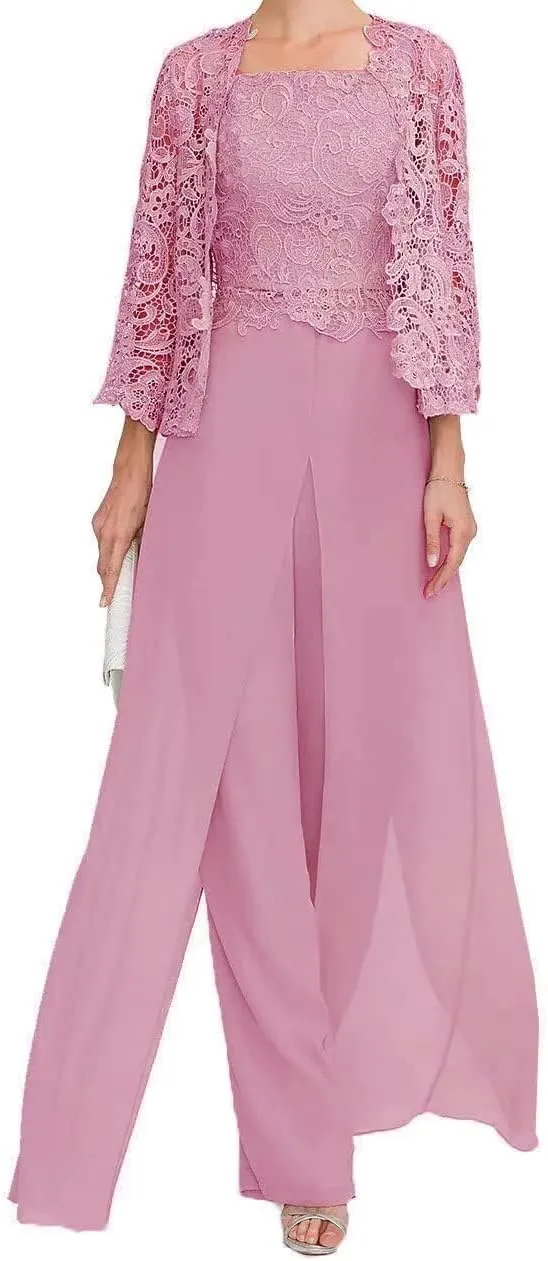 Mother of The Bride Pants Suits 3 Pieces Formal Dresses Outfit Set Evening Gowns for Women Mother of The Groom Dresses RO16