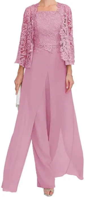 Mother of The Bride Pants Suits 3 Pieces Formal Dresses Outfit Set Evening Gowns for Women Mother of The Groom Dresses RO16