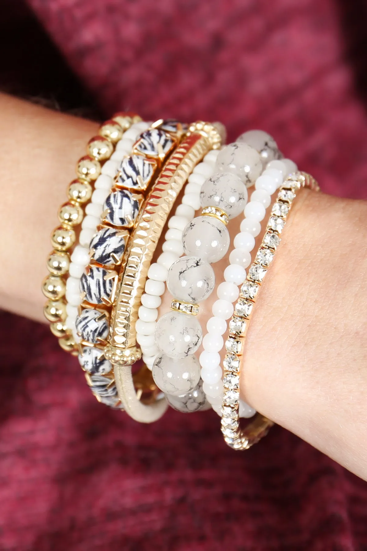 MULTICOLOR STRETCH BRACELET/6PCS