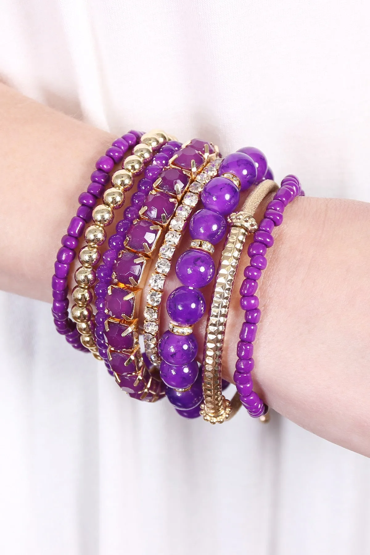 MULTICOLOR STRETCH BRACELET/6PCS