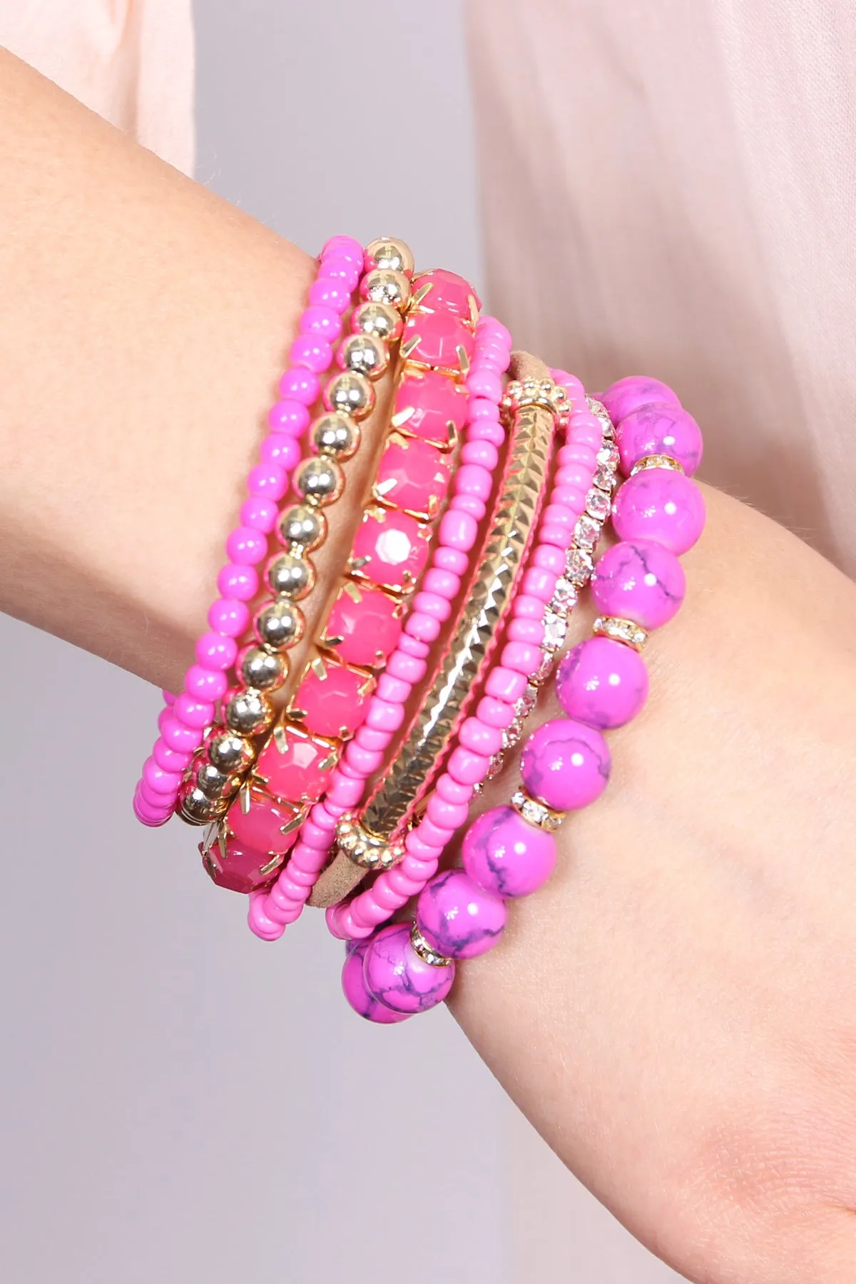 MULTICOLOR STRETCH BRACELET/6PCS