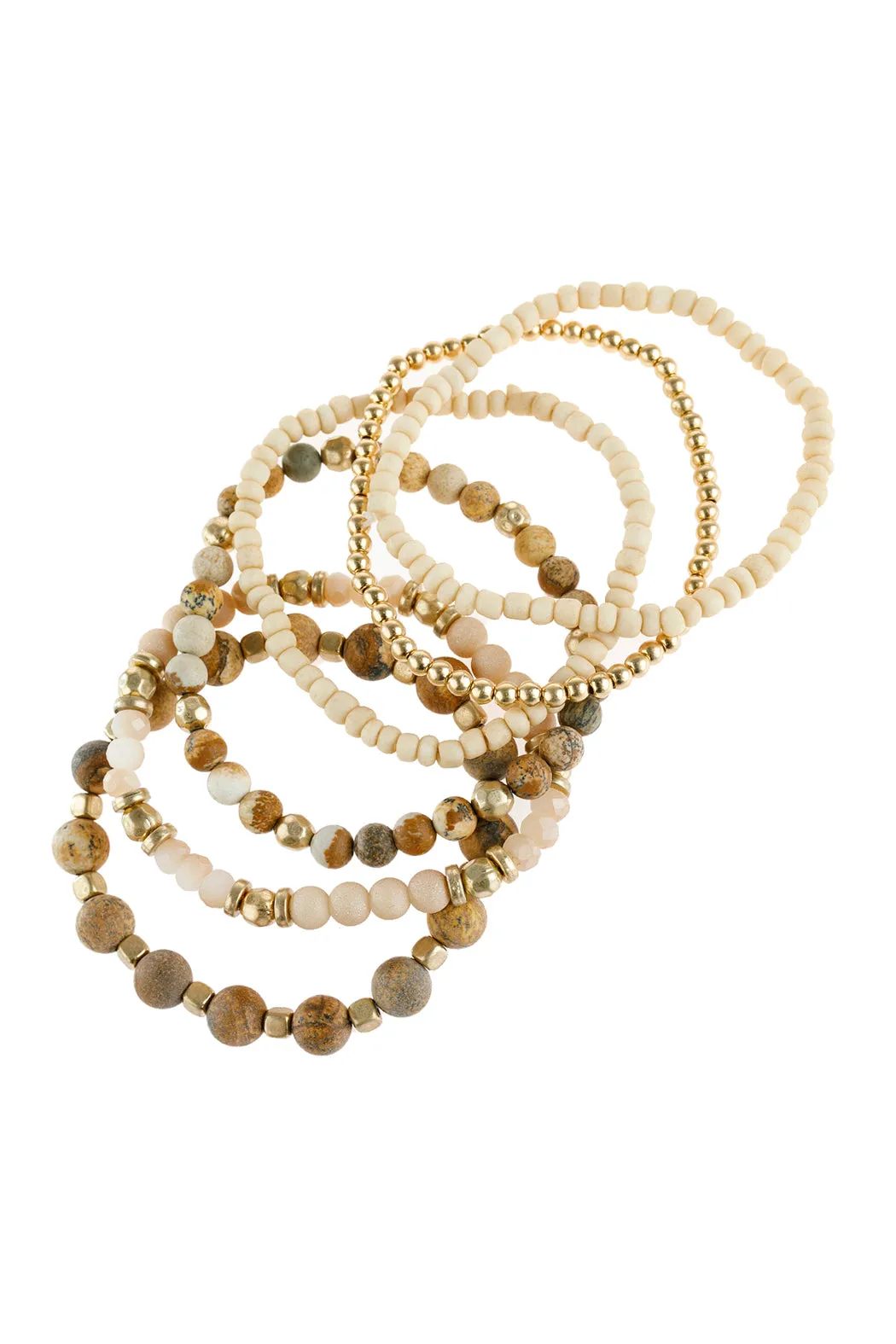 NATURAL STONE MIXED BEADS CHARM BRACELET