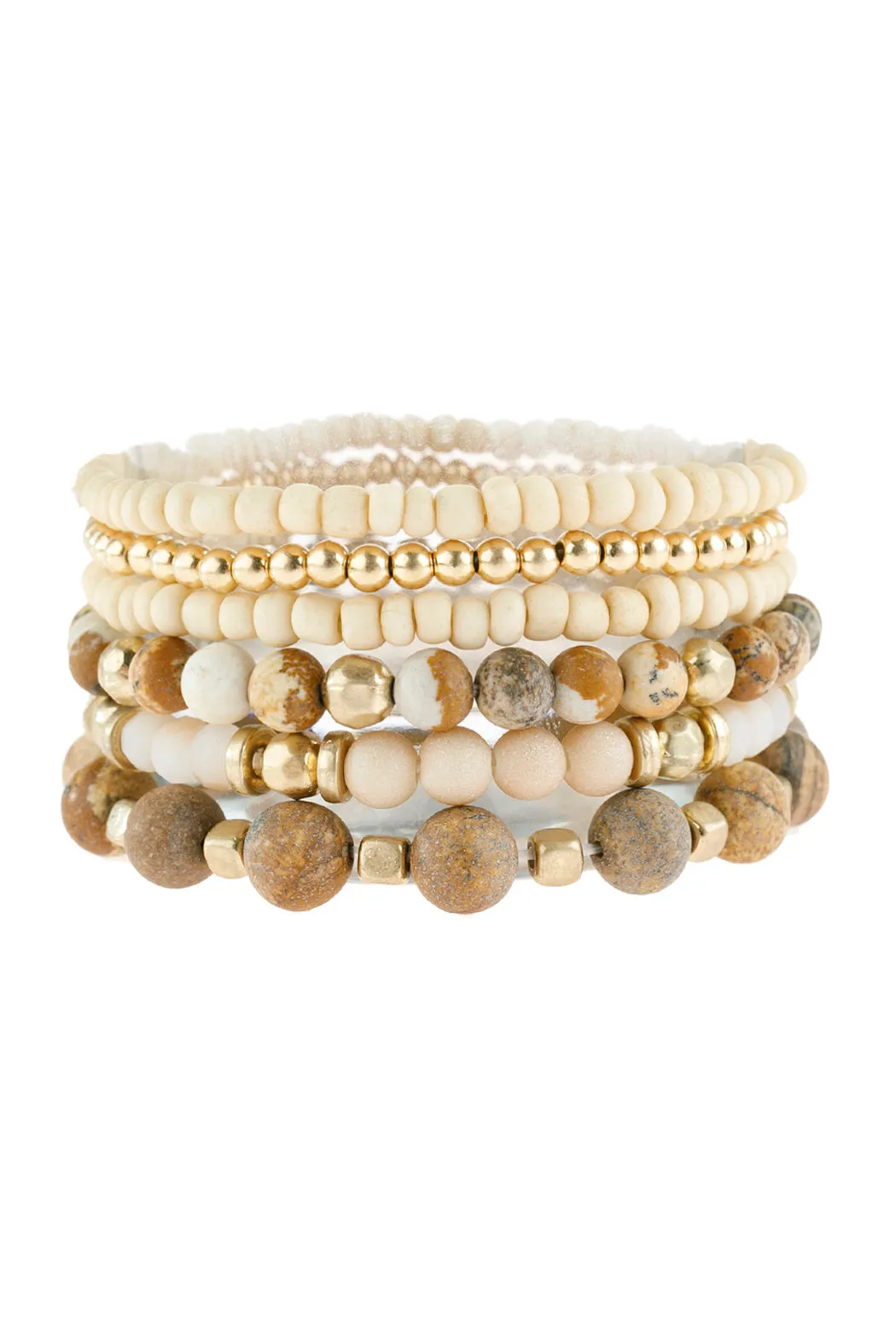 NATURAL STONE MIXED BEADS CHARM BRACELET