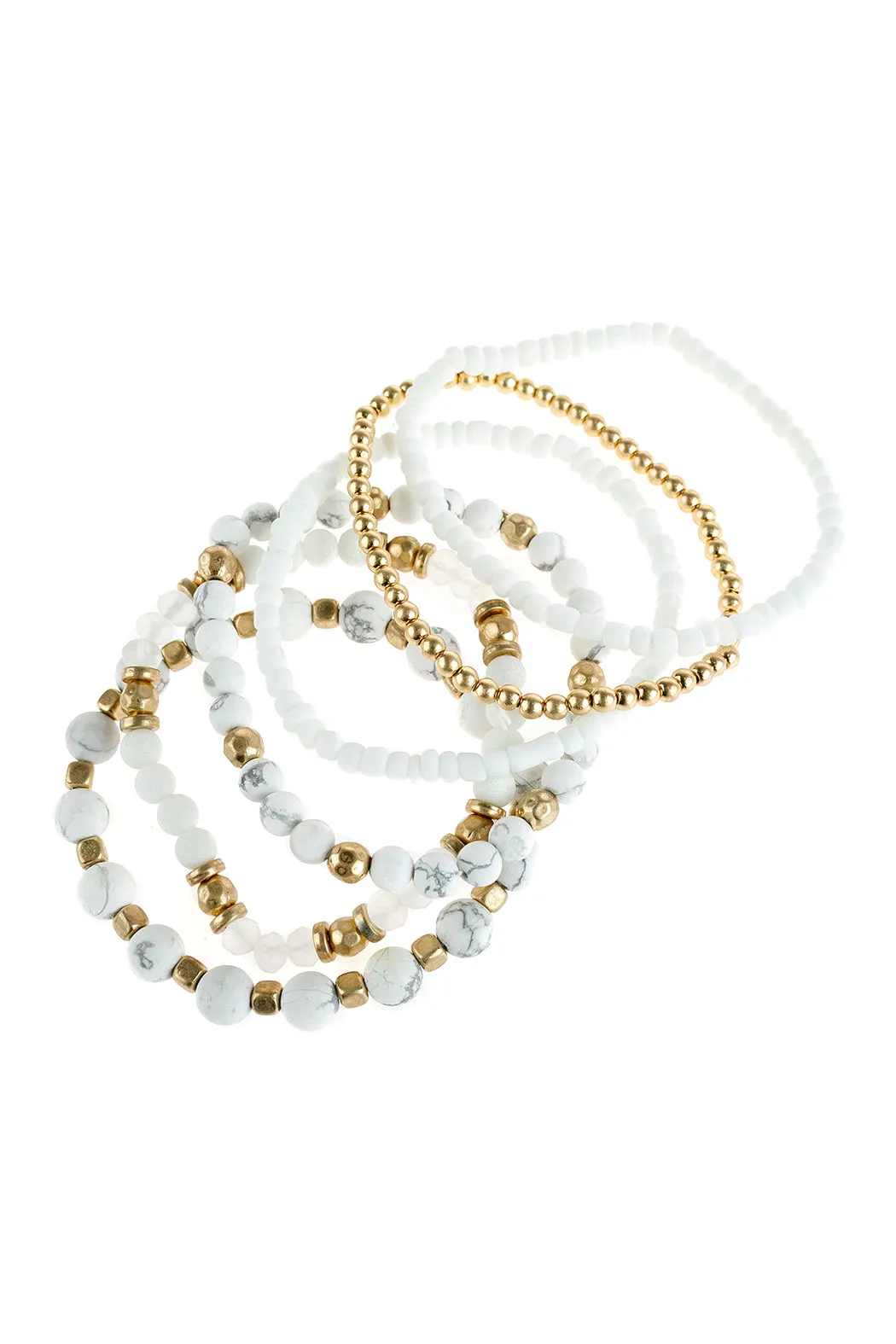 NATURAL STONE MIXED BEADS CHARM BRACELET