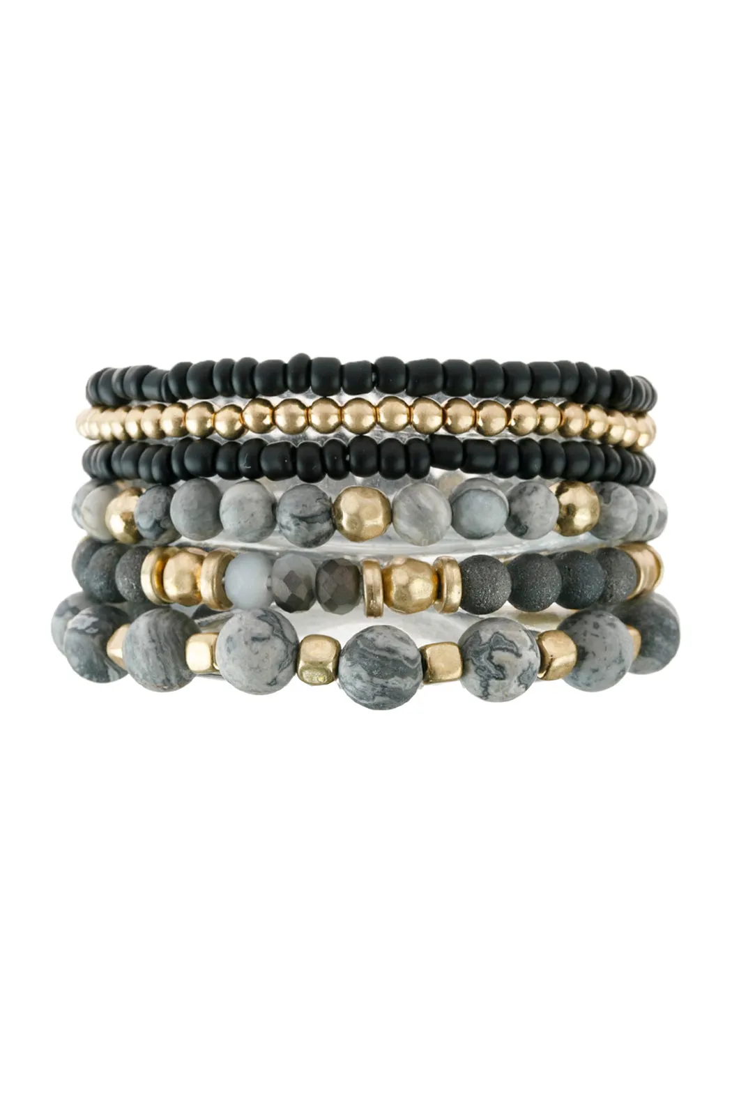 NATURAL STONE MIXED BEADS CHARM BRACELET