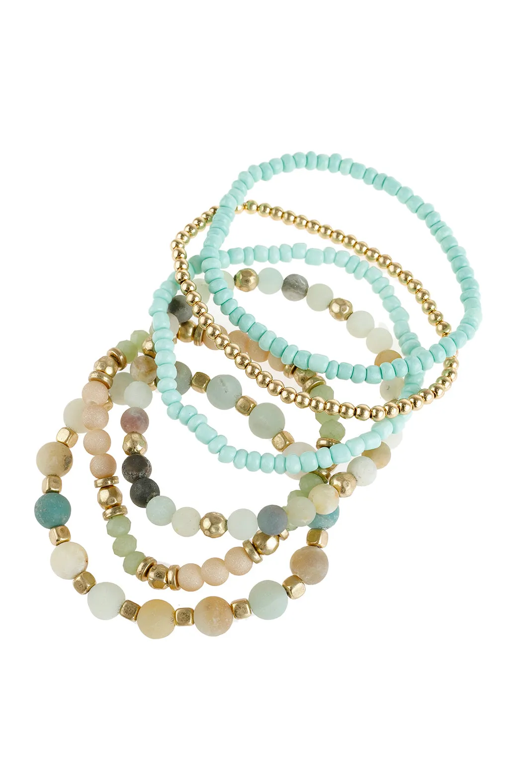 NATURAL STONE MIXED BEADS CHARM BRACELET