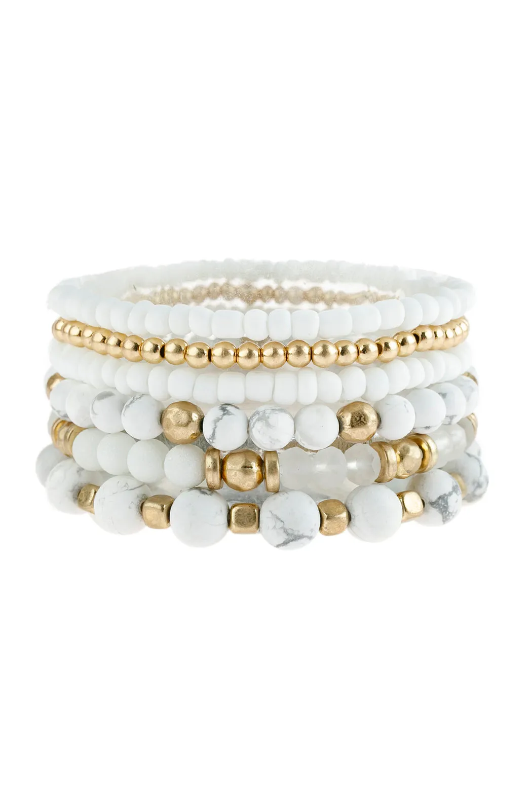 NATURAL STONE MIXED BEADS CHARM BRACELET