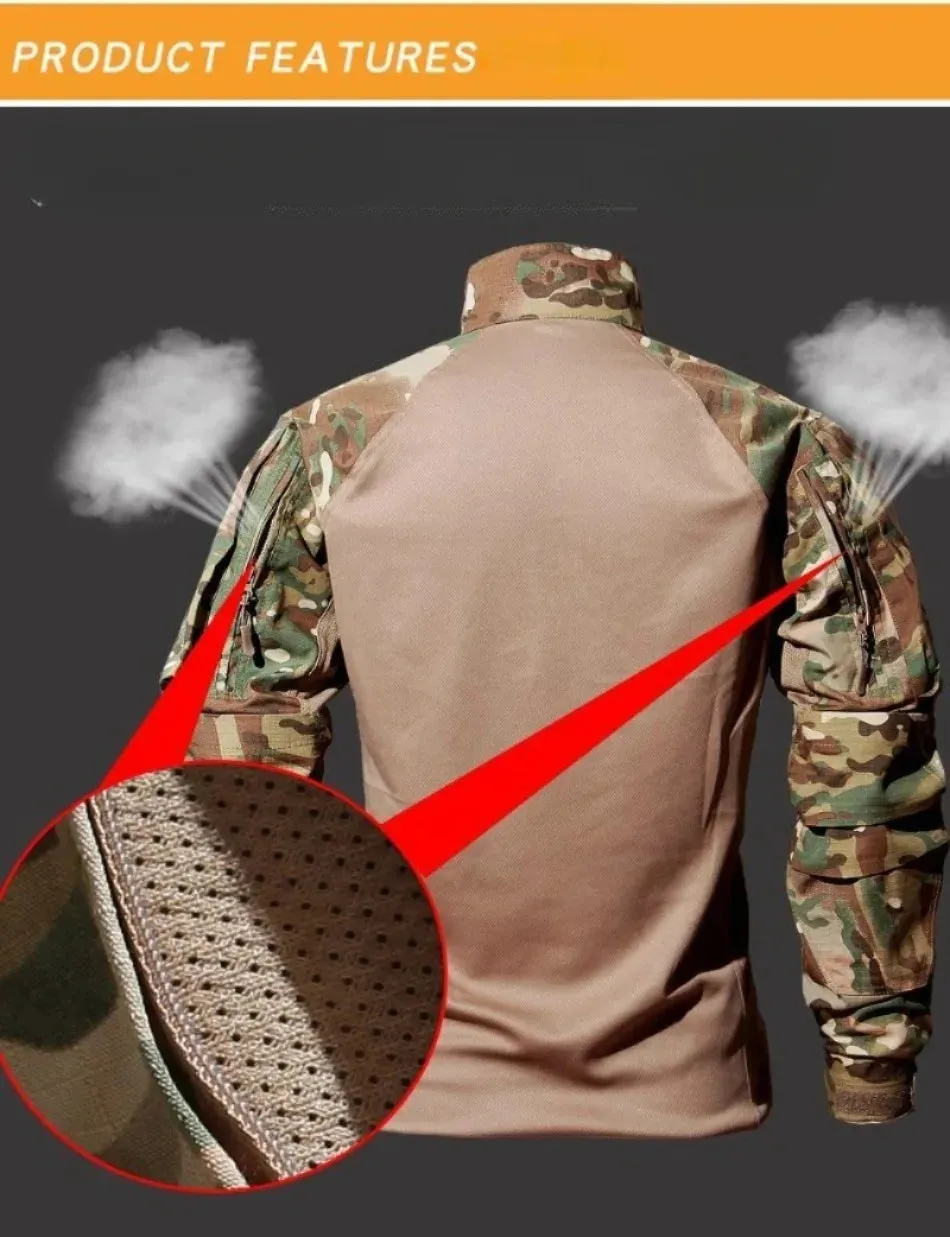 New Tactical Hunting Suit Outdoors Training Durable Breathable Camo Set Waterproof Quick Drying windproof Combat Two Piece Set