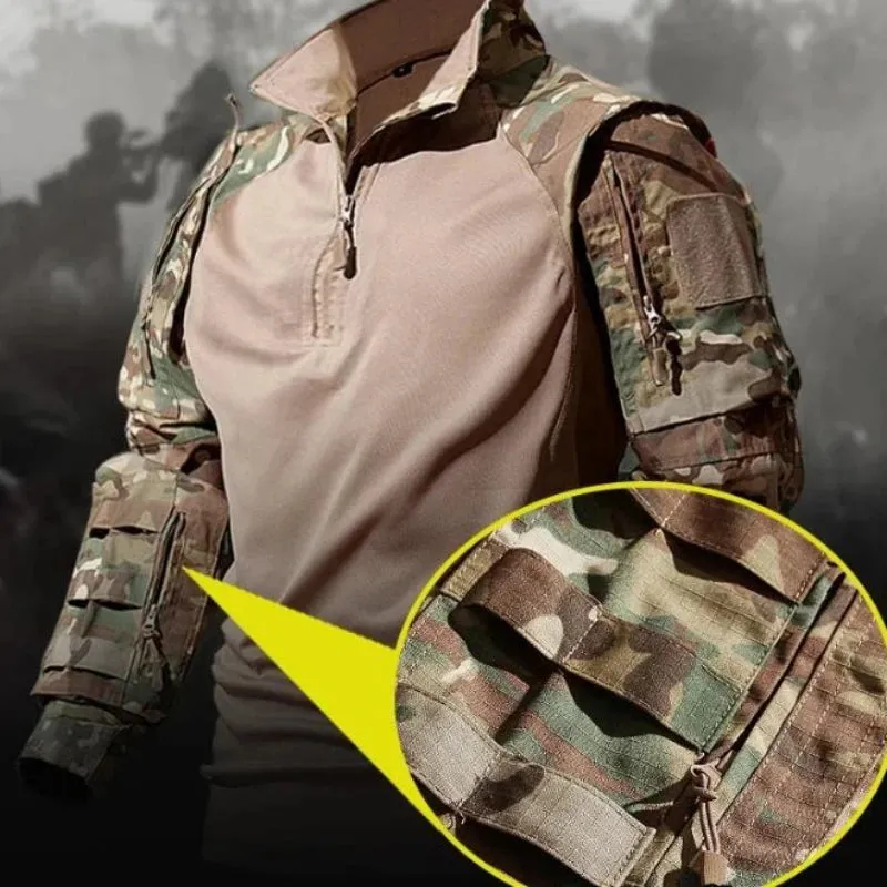 New Tactical Hunting Suit Outdoors Training Durable Breathable Camo Set Waterproof Quick Drying windproof Combat Two Piece Set