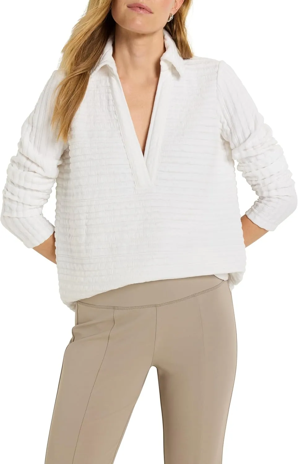 NIC ZOE Women's Textured Stripe Polo Top