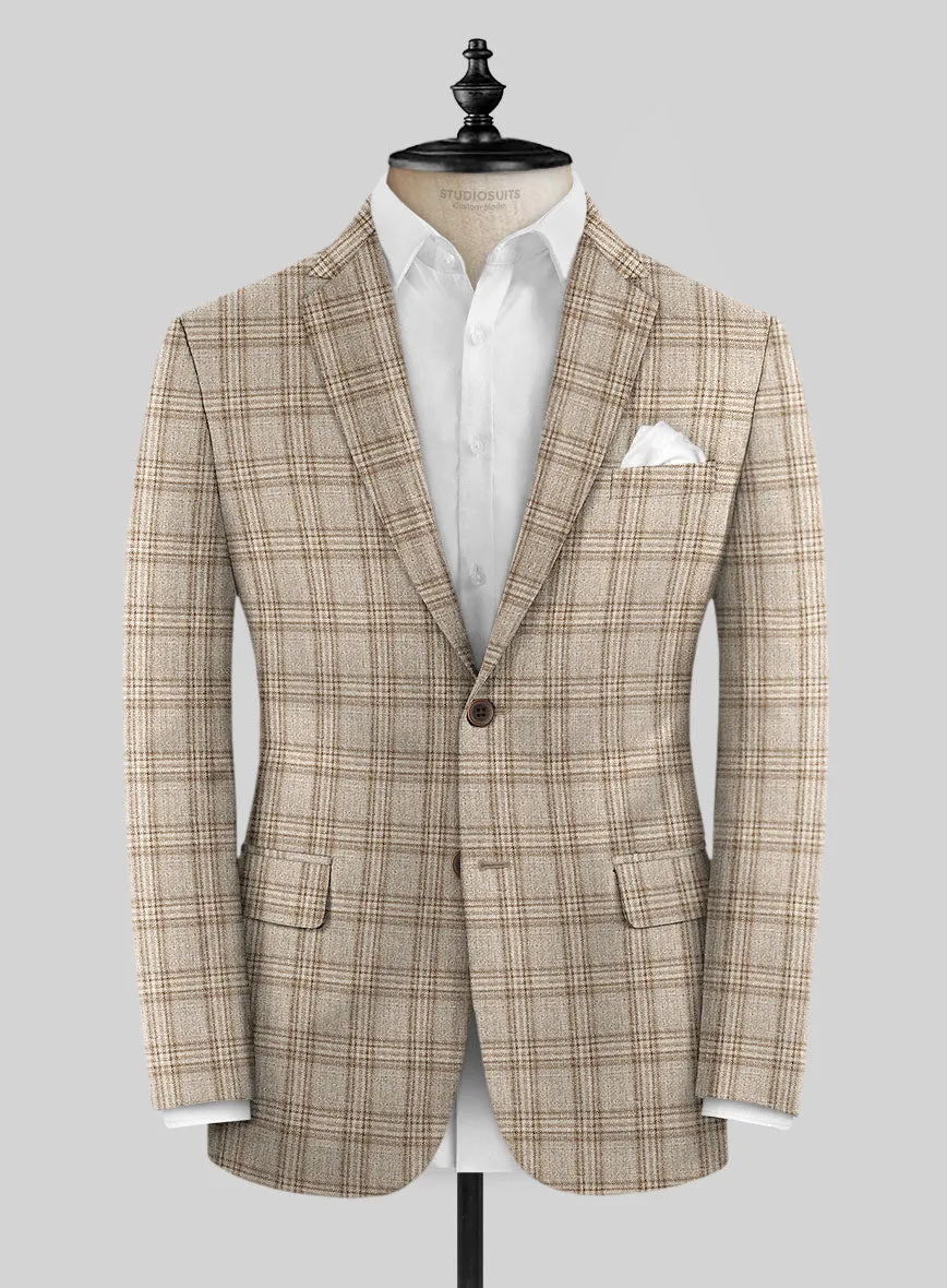 Noble Sofia Beige Wool Silk Linen Suit