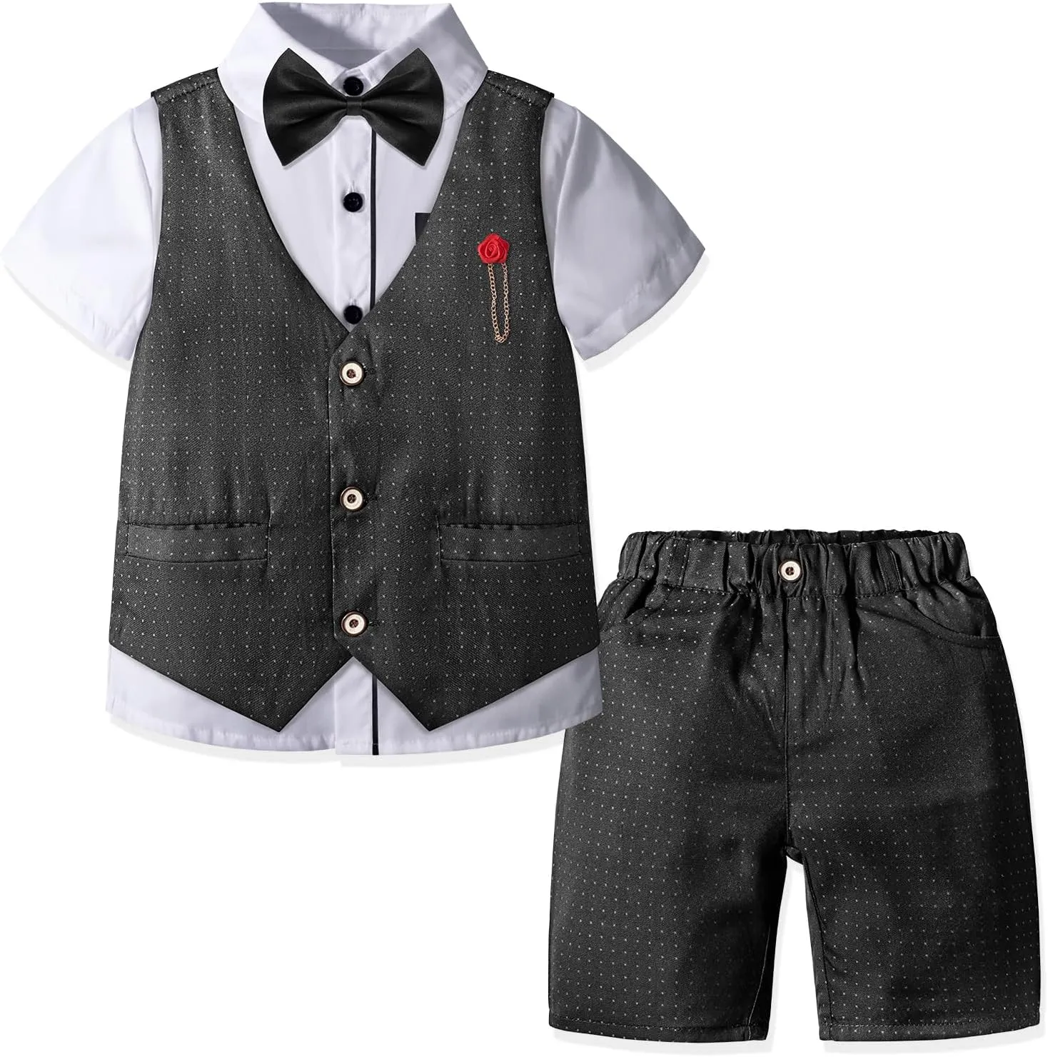 Nwada Boys Suit Toddler Dress Clothes Shirt with Bow Tie, Dress Pants Sets Kids Gentleman Outfit suits
