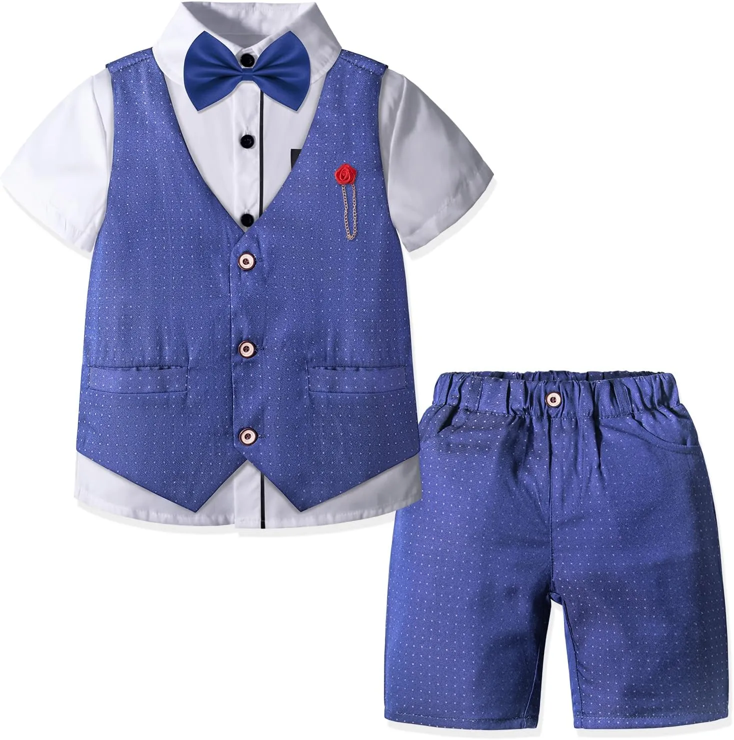 Nwada Boys Suit Toddler Dress Clothes Shirt with Bow Tie, Dress Pants Sets Kids Gentleman Outfit suits