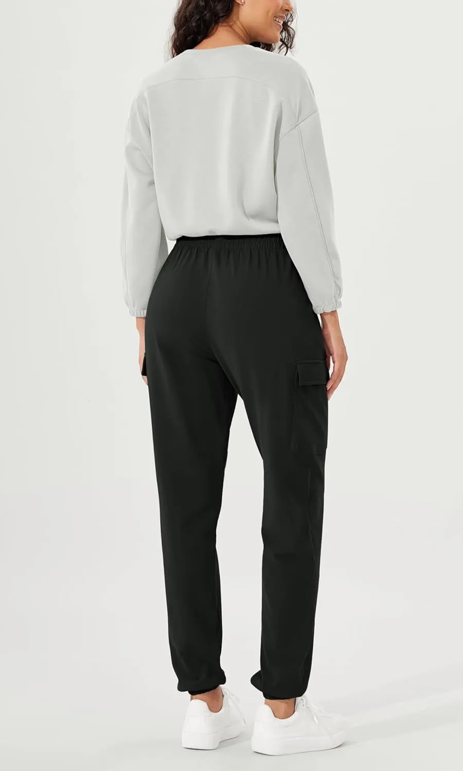 ODODOS Cargo Jogger Pants for Women Purevibe Cotton Mid Waist Track Cuff Lounge Sweatpant with Pockets