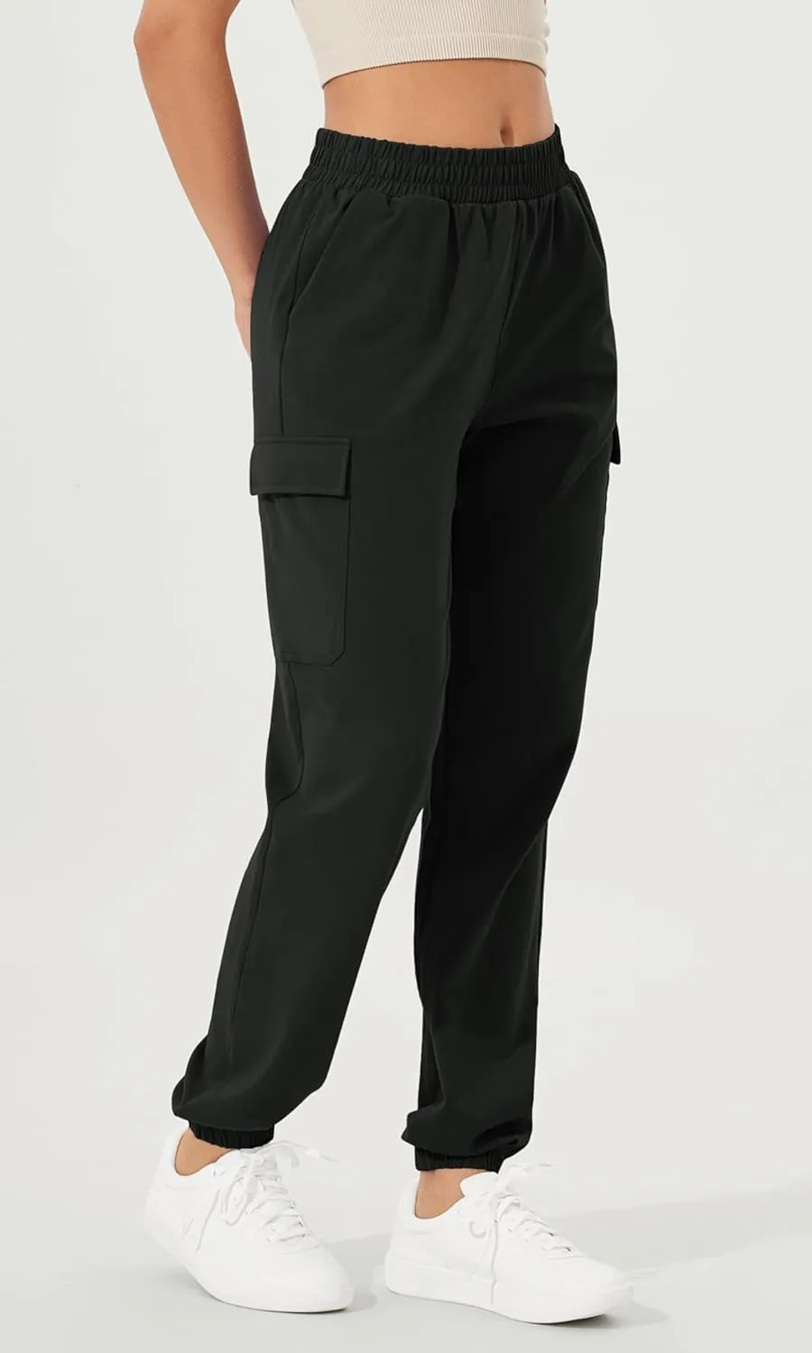 ODODOS Cargo Jogger Pants for Women Purevibe Cotton Mid Waist Track Cuff Lounge Sweatpant with Pockets