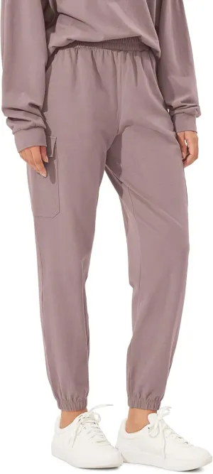 ODODOS Cargo Jogger Pants for Women Purevibe Cotton Mid Waist Track Cuff Lounge Sweatpant with Pockets