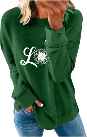 Oversized Sweatshirt for Women Letter Print Graphic Hoodies Solid Basic Tshirts Blouse 2023 Fall Pullover Tops