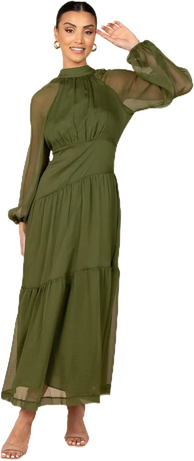 Petal & Pup Women's Julip Sheer Long Sleeve Maxi Dress