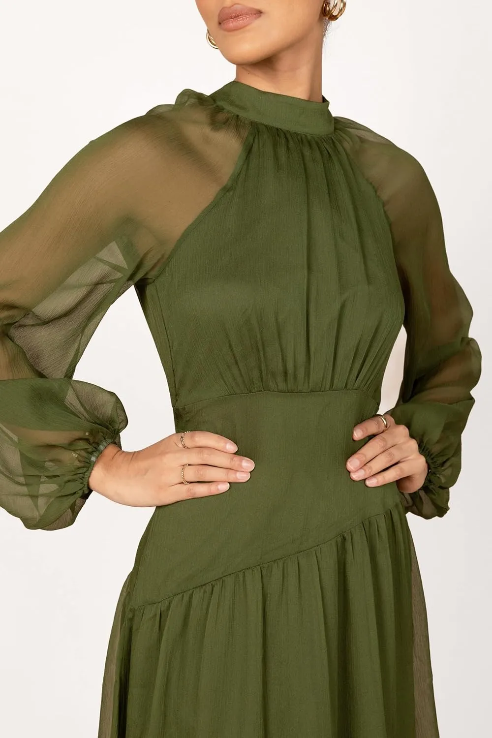 Petal & Pup Women's Julip Sheer Long Sleeve Maxi Dress
