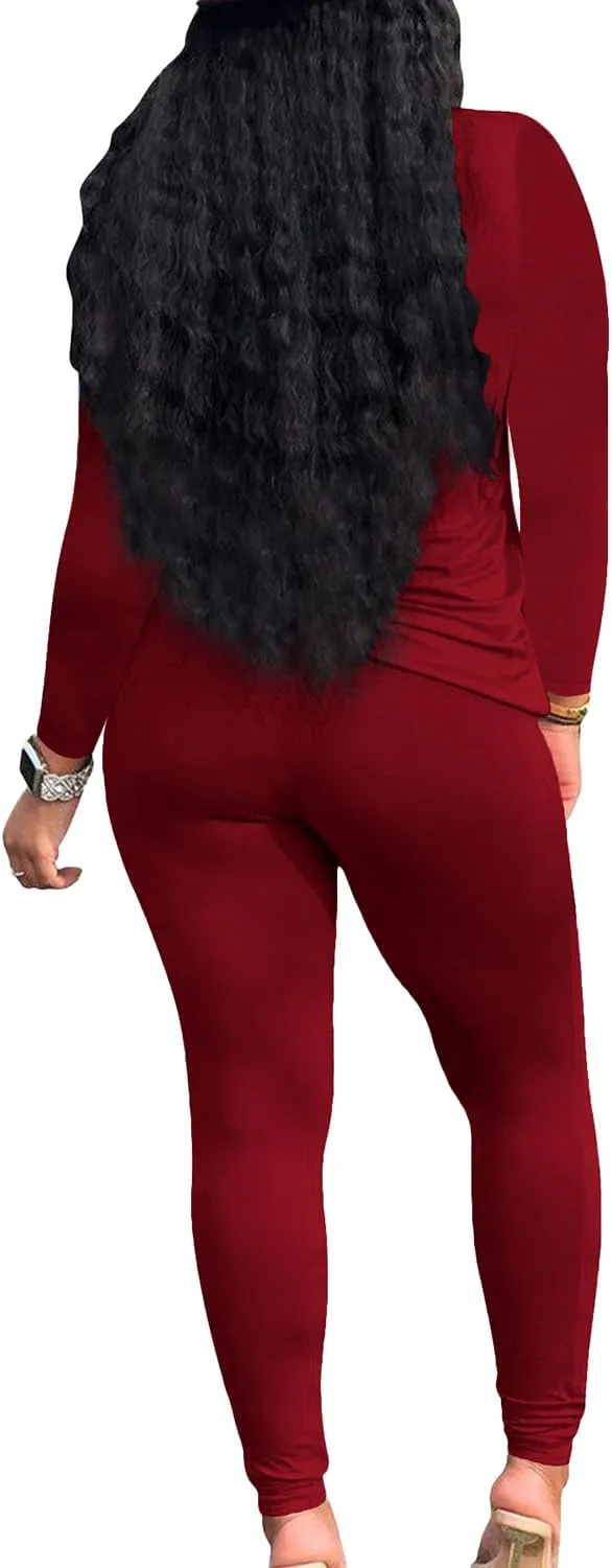 PINSV Women's Tracksuits 2 Piece Outfits Sweatsuit Long Sleeve Top Jogger Legging Pants Sets
