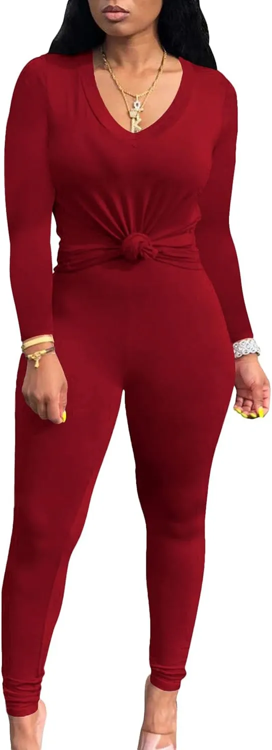 PINSV Women's Tracksuits 2 Piece Outfits Sweatsuit Long Sleeve Top Jogger Legging Pants Sets