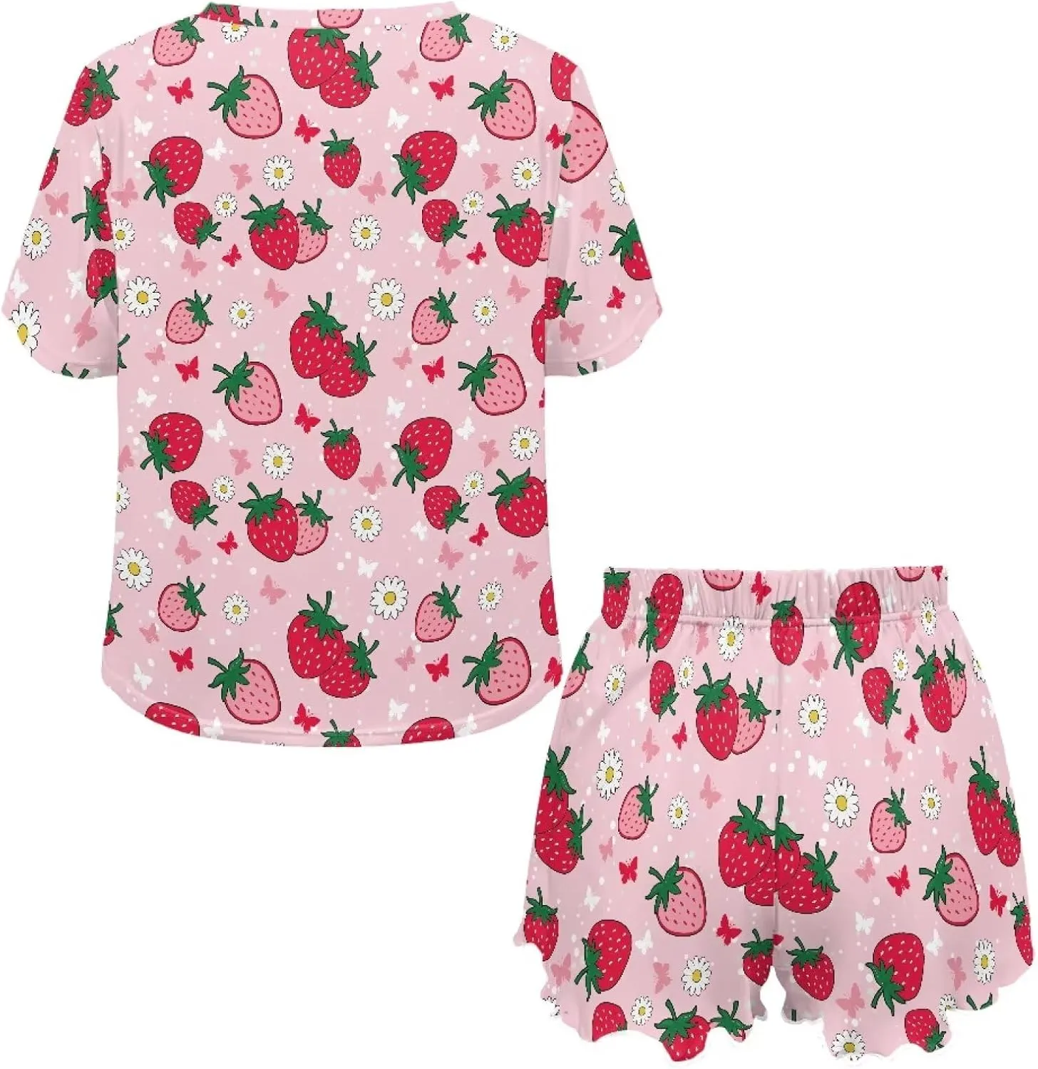 Plus Size Pajamas for Women Set Short Sleeve Top with Shorts Pajama Set 2Pcs Pj Sets Soft Sleepwear Loungewear