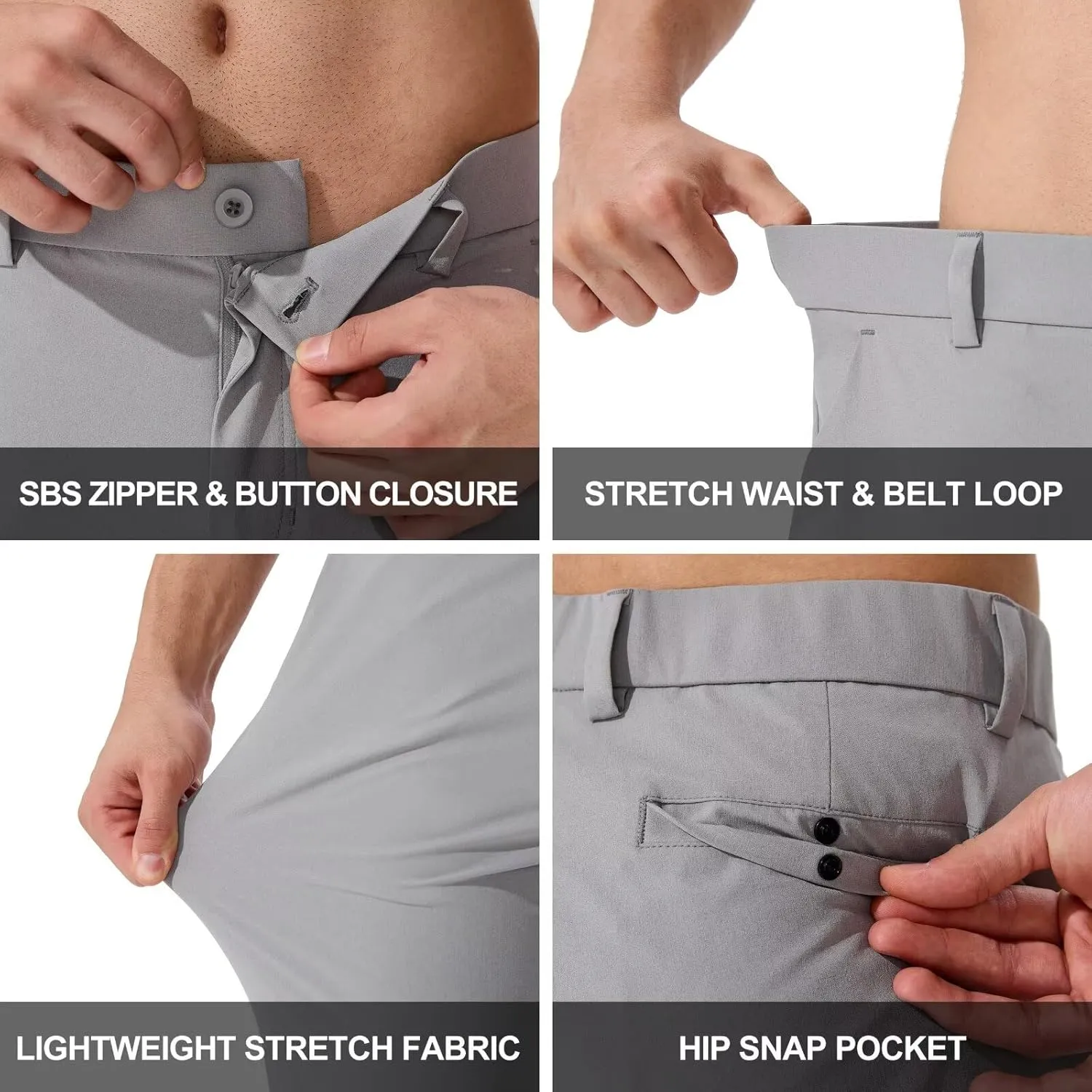 QPNGRP Men's Golf Pants 30"/32"/34" Inseam Lightweight Stretch Work Dress Pants