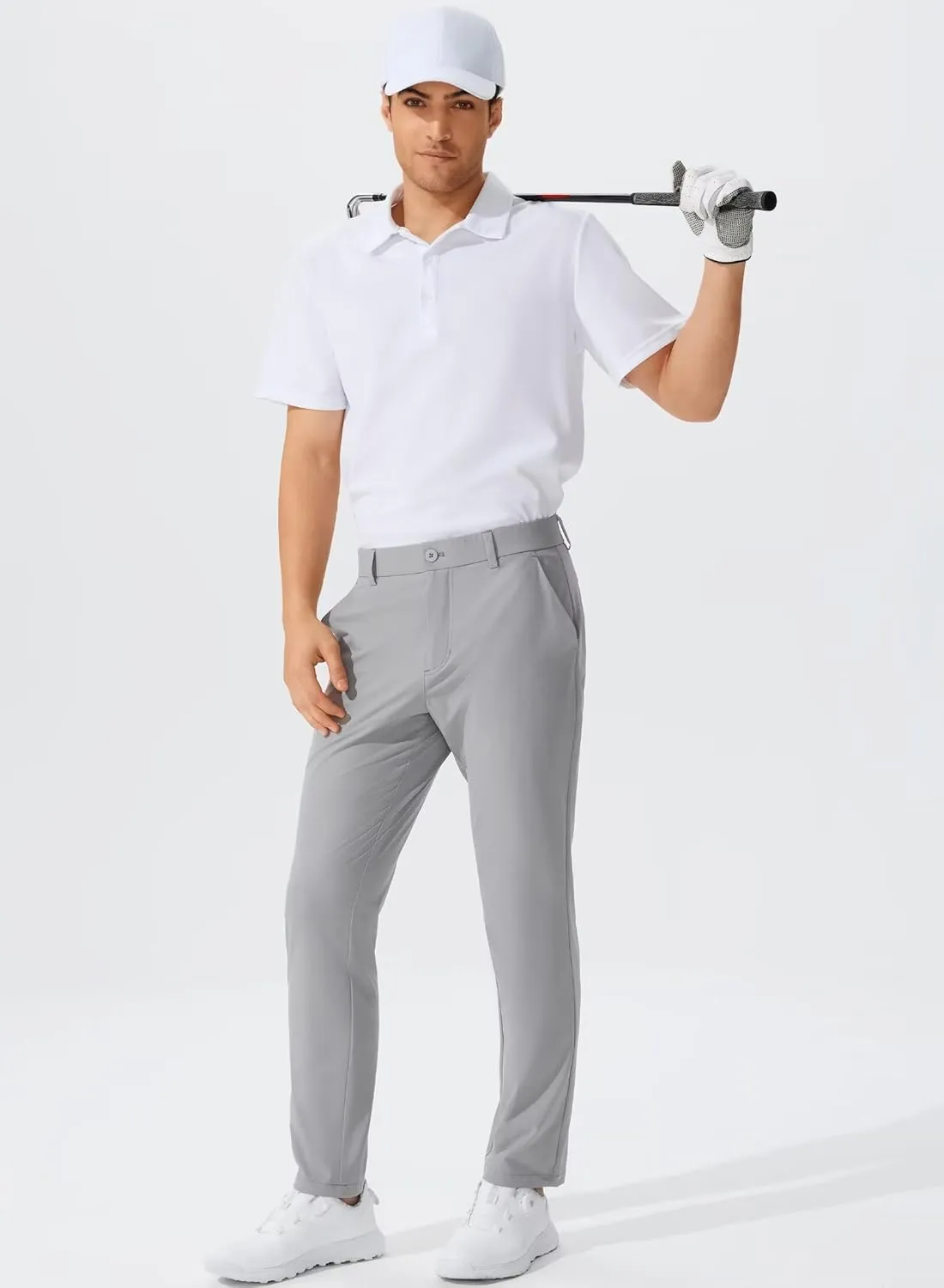 QPNGRP Men's Golf Pants 30"/32"/34" Inseam Lightweight Stretch Work Dress Pants