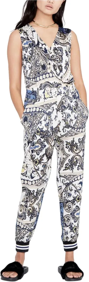 Rachel Roy Womens Printed Jumpsuit, Off-White, 2