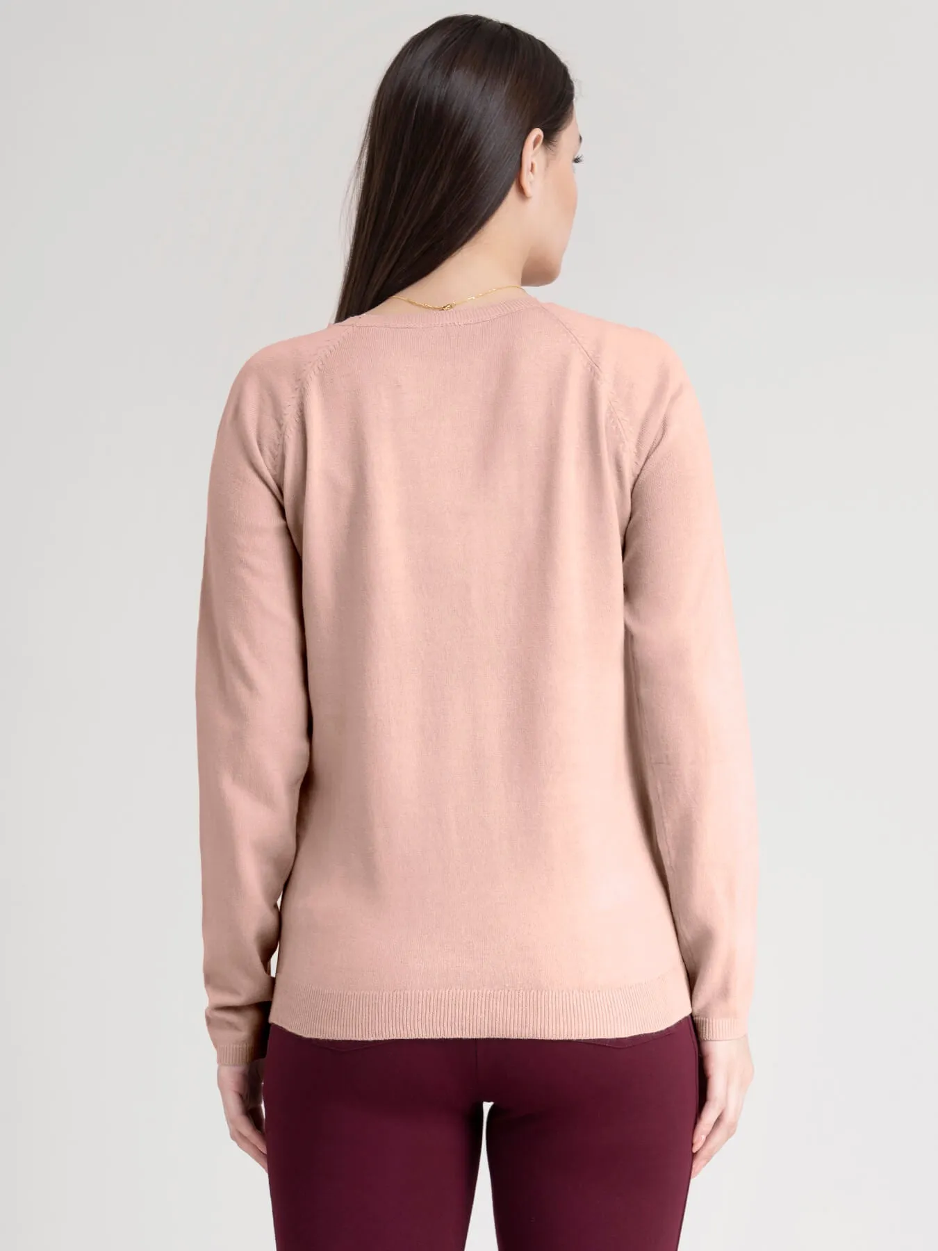 Raglan Sleeve Knit Sweater - Dusty Pink