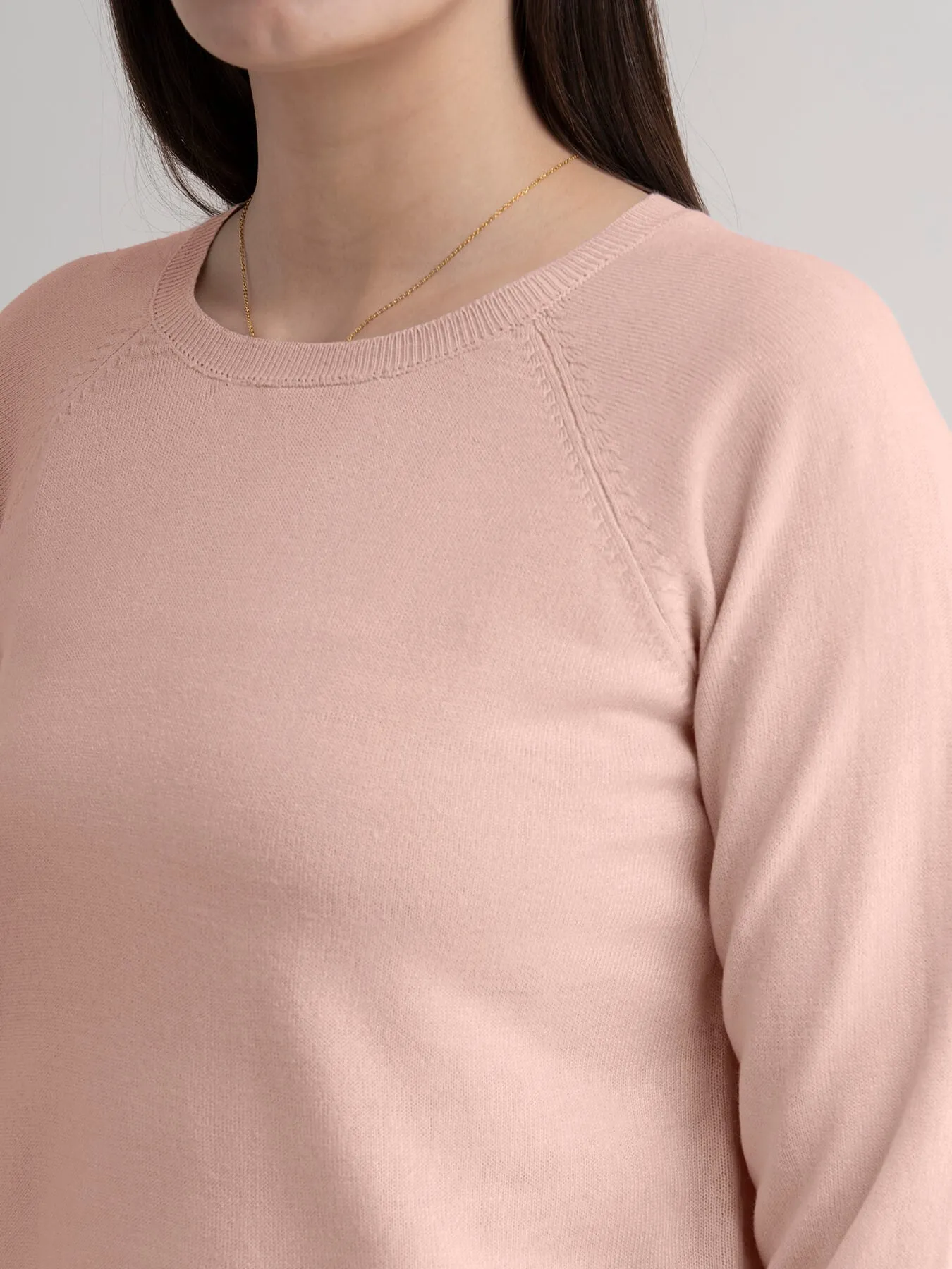 Raglan Sleeve Knit Sweater - Dusty Pink