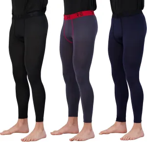 Real Essentials 3 Pack: Men's Active Compression Pants - Workout Base Layer Tights Running Leggings (Available in Big & Tall)