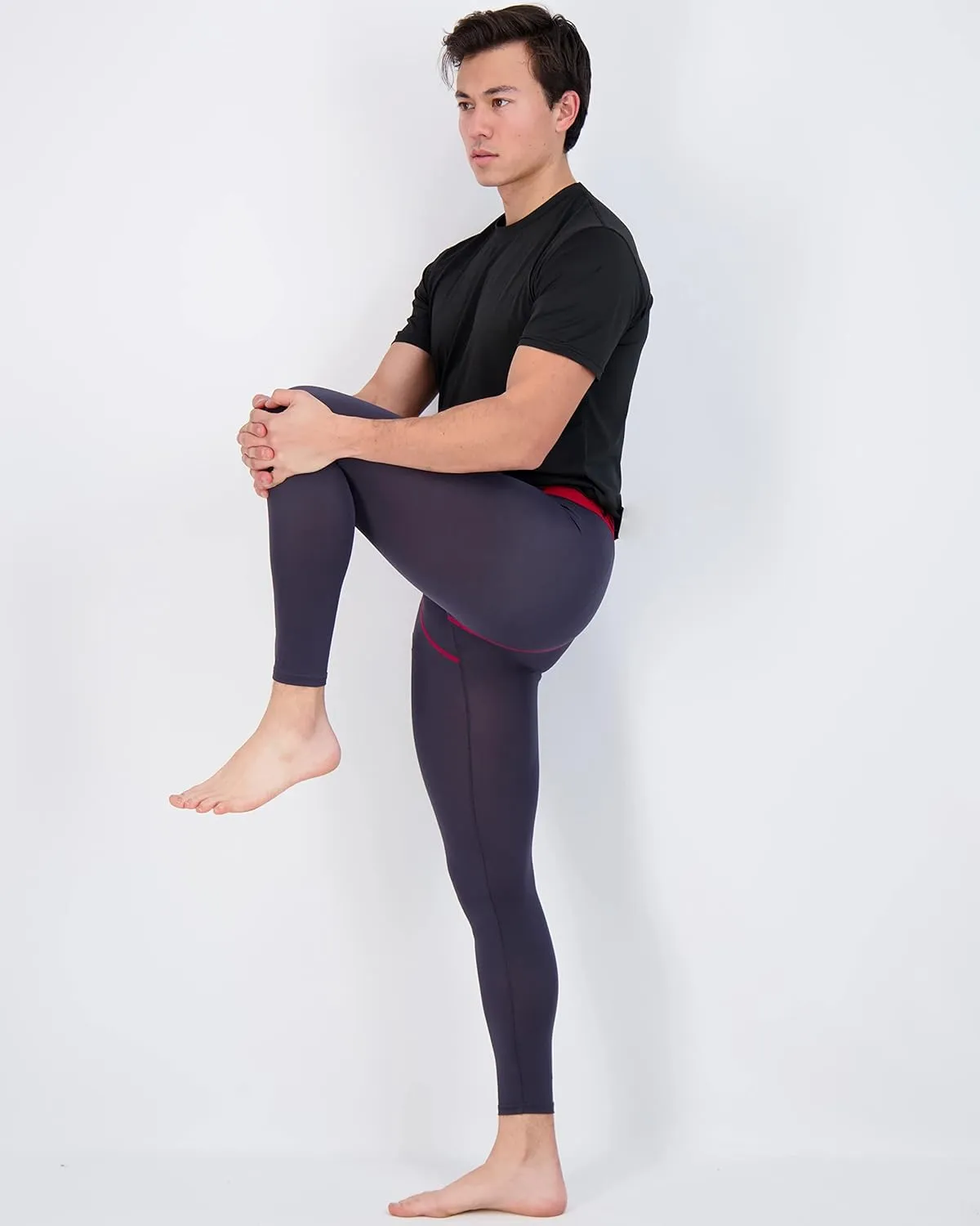 Real Essentials 3 Pack: Men's Active Compression Pants - Workout Base Layer Tights Running Leggings (Available in Big & Tall)