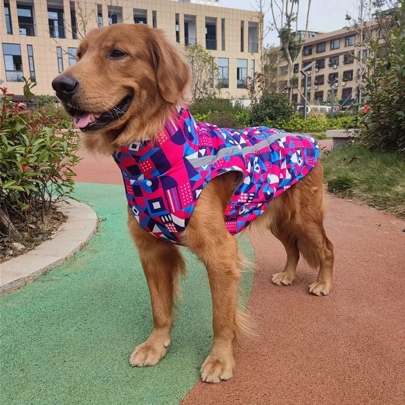 Reflective Dog Vest Winter Pet Clothes Thickened Cotton-Padded Clothes Winter Outdoor Medium Large Dog Reflective Shell Jacket