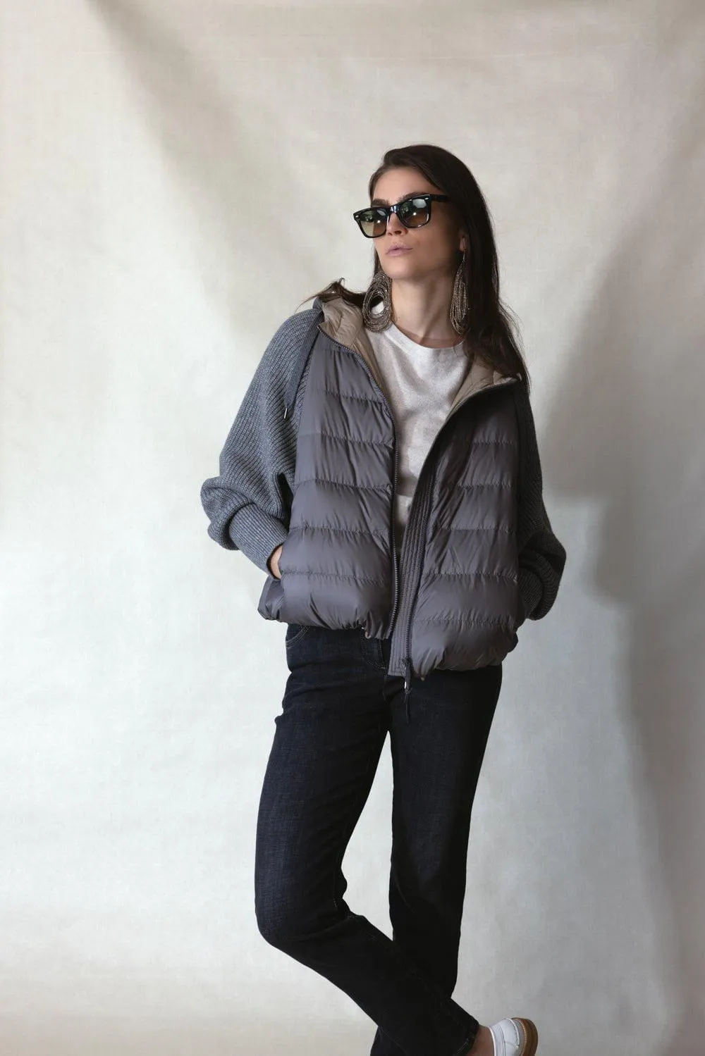 Ribbed Sleeve Padded Vest