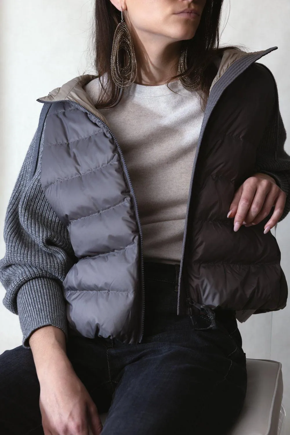 Ribbed Sleeve Padded Vest