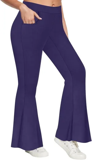 RITERA Plus Size Pants for Women Long Flared Pants Oversized Boot Cut Leggings Tummy Control Bell-Bottoms Basic Tight