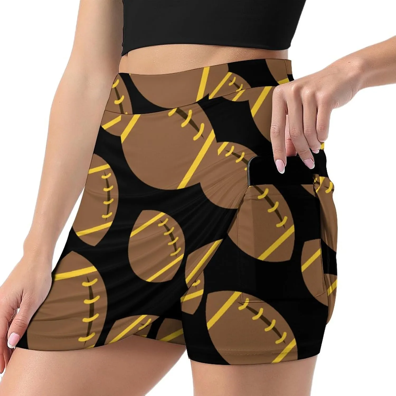Rugby American Football Women's Skort Athletic Skirt Golf Skorts A-line Skirts with Built-in Shorts Pockets