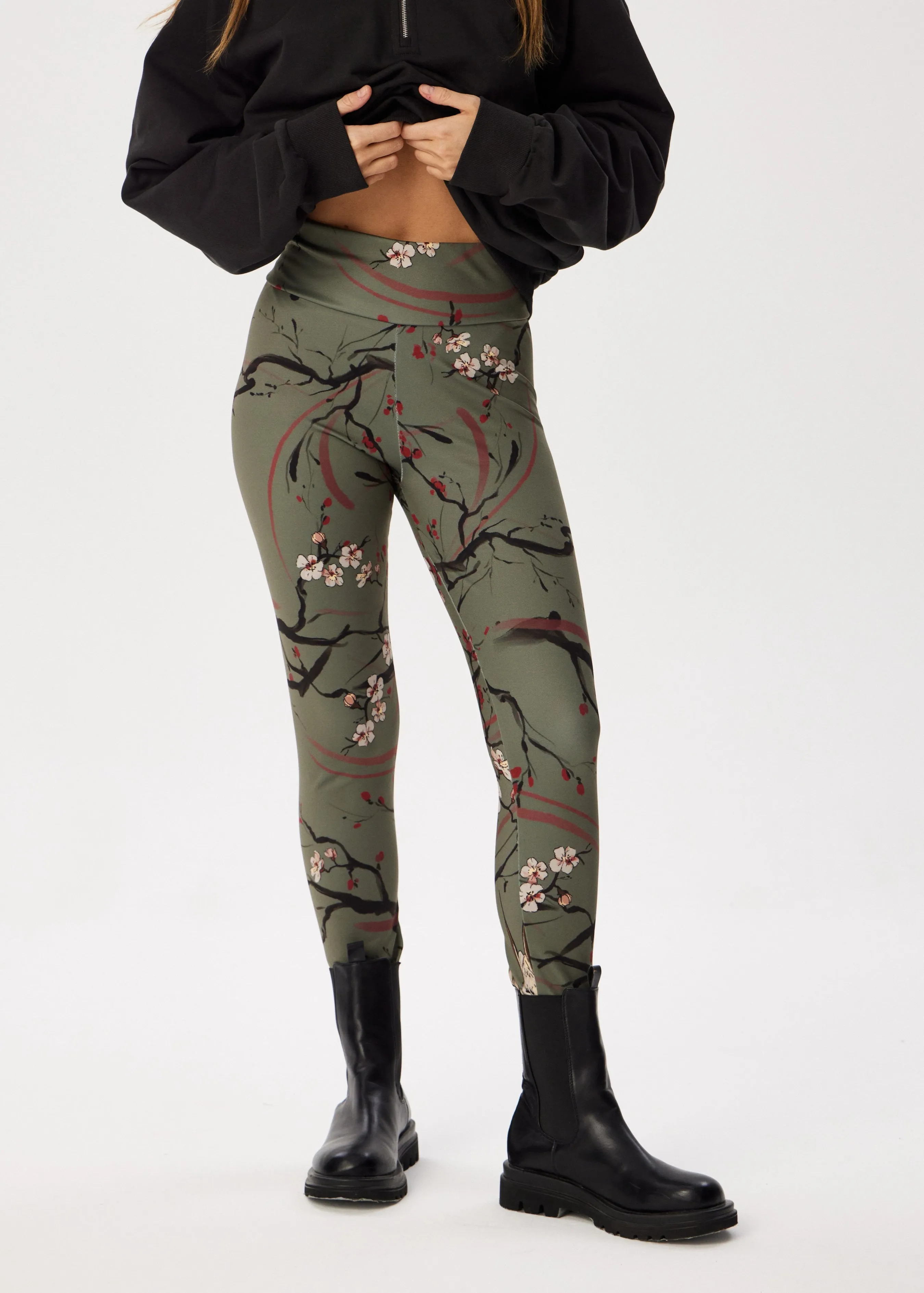 Sakura Tattoo Print Winter Leggings  Cozy, Bold & Stylish