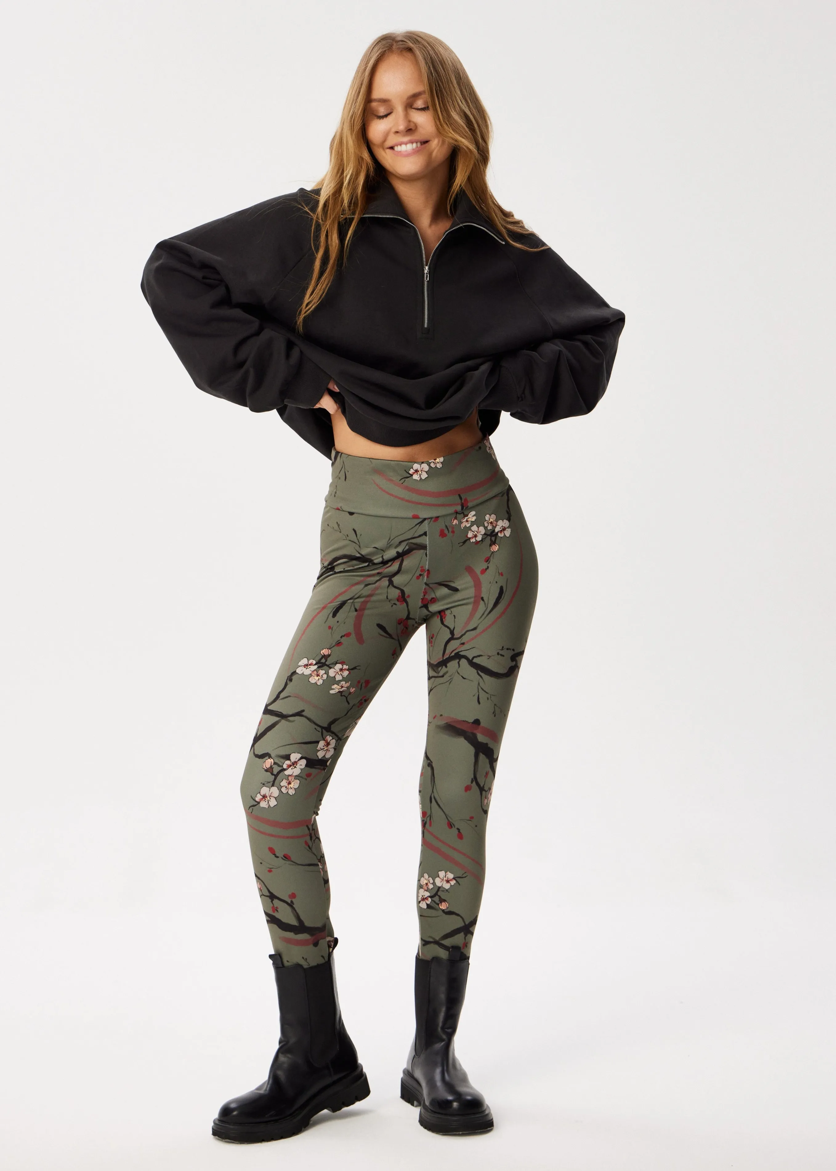 Sakura Tattoo Print Winter Leggings  Cozy, Bold & Stylish