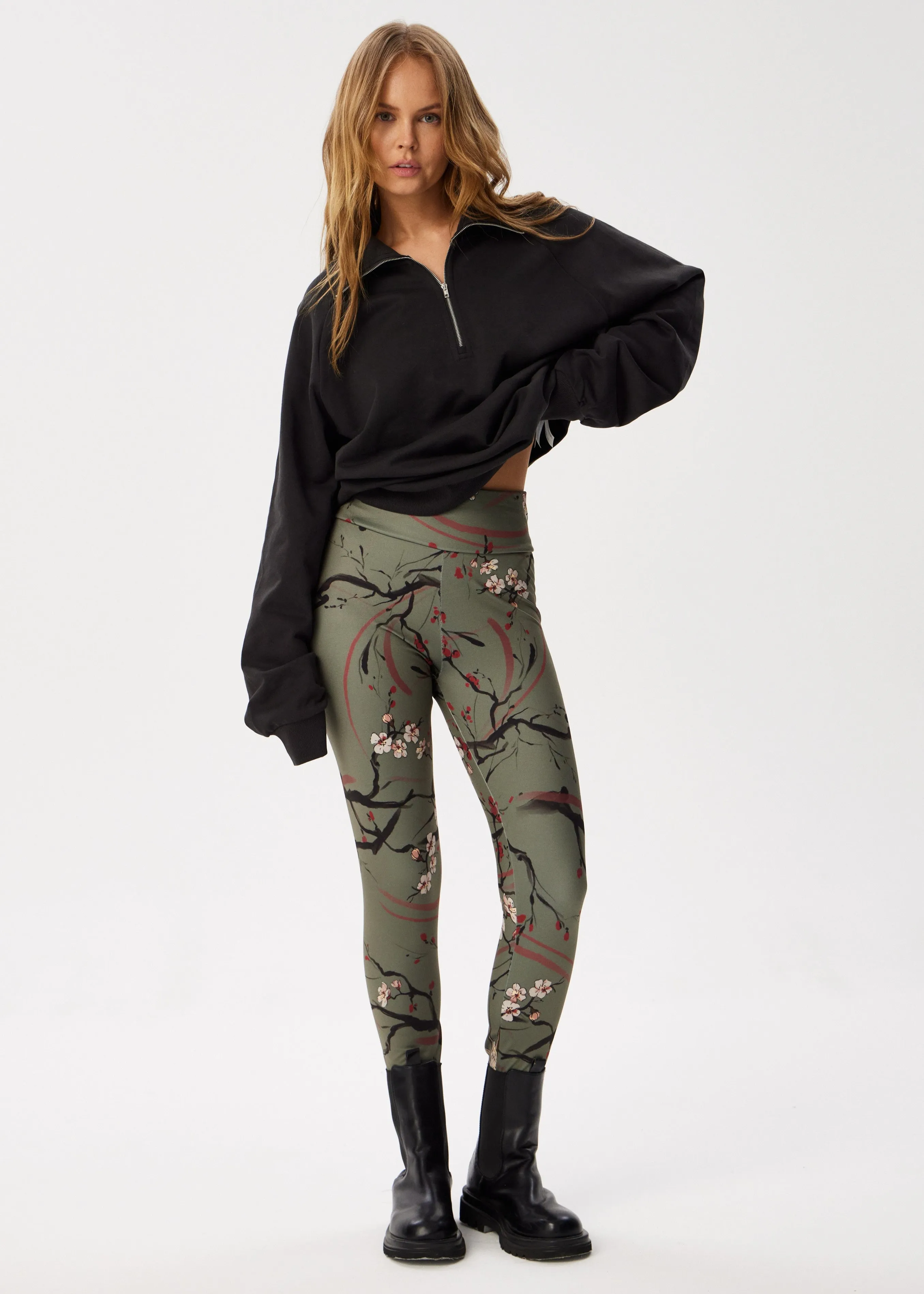 Sakura Tattoo Print Winter Leggings  Cozy, Bold & Stylish
